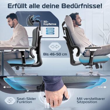 Ергономічне крісло BrightSeat Bürostuhl – регульоване офісне крісло для дому та офісу | Комп'ютерне крісло, ігрове крісло | BrightSeat (Антрацит)