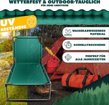 Розкладне кемпінгове ліжко KESSER з преміум-матрацом 190x68x30 см, польове ліжко до 250 кг з подушкою, кишенею та підстаканником, для відпочинку на природі та дому, колір Зелений/Тауп