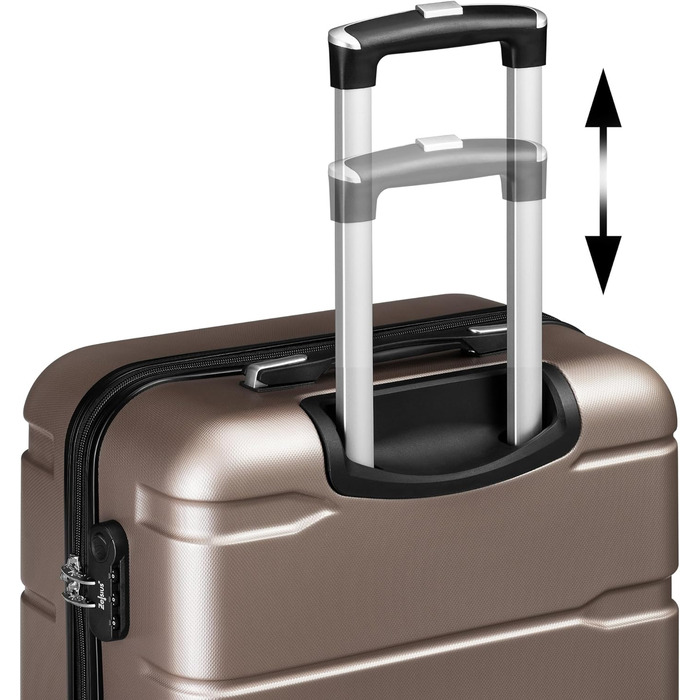 Набір валіз Zelsius 4 шт. з ABS, з кодовим замком, 4 колеса, внутрішній роздільник | Набір валіз з твердим корпусом, велика валіза, набір багажу, ручна валіза (шампань, 3 шт.)