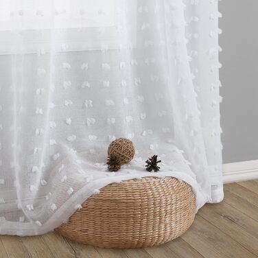 Комплект напівпрозорих штор Joywell White Pom Pom Boho 2 140x245 см