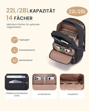 LOVEVOOK Рюкзак для ноутбука, чорний, 15.6 дюймів: водонепроникний, для роботи, навчання, подорожей