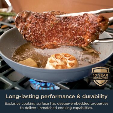 Набір посуду Ninja Ceramic Pro CW39011MM: 11 предметів, керамічне покриття, антипригарне, для всіх плит (в т.ч. індукційних), піч-безпечний, без PTFE, колір - Midnight Blue