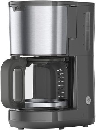 Кавоварка Braun PurShine KF1500GY, фільтраційна, скляний глечик, система OptiBrew, антикрапельна функція, автоматичне вимкнення, 10 чашок, 1000 Вт, сіра