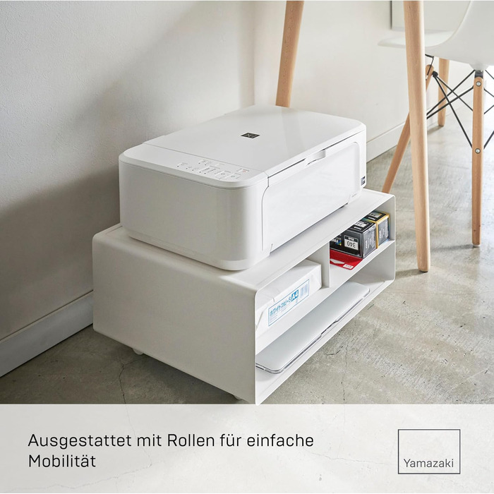 Організатор Yamazaki 4349 Tower Druckerstation: сталева полиця-організатор, мінімалістичний дизайн, білий (48x37x19 см)
