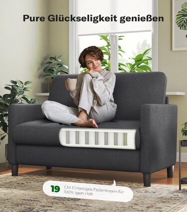 Двомісний диванчик для підліткової кімнати, компактний диван з масиву дерева, сірий колір, 130 см