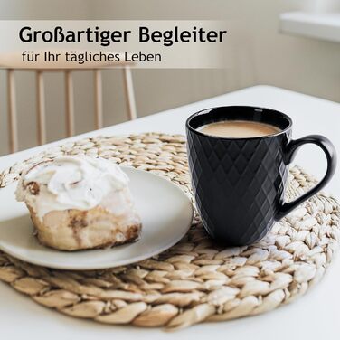 Набір кавових чашок Miamio Palmanova (6 шт., 400 мл) – чорний матовий керамічний набір