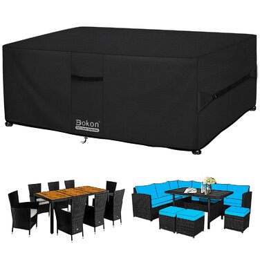 Водонепроникний чохол для садово-патіо меблів Dokon, 242x162x100 см, 420D Oxford, захист від сонця та пилу