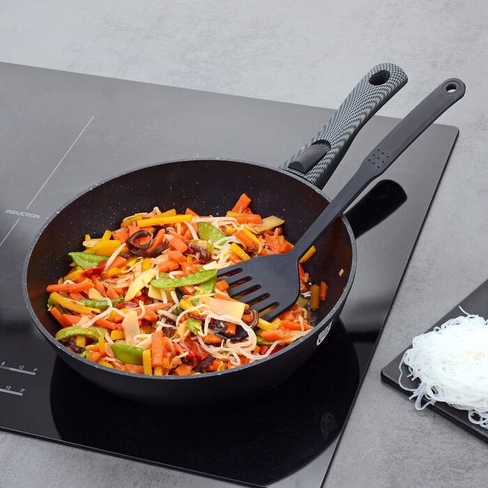 Сковорода GRWE алюмінієва 28 см, зі знімною ручкою, кришкою і лопаткою (в т.ч. лопаткою)
