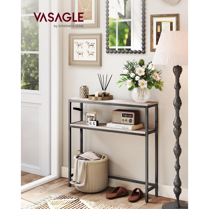 Консоль VASAGLE - вузький столик для вітальні/коридору з 2 ящиками, 20 x 100 x 80 см, сіро-чорний, LNT131B22