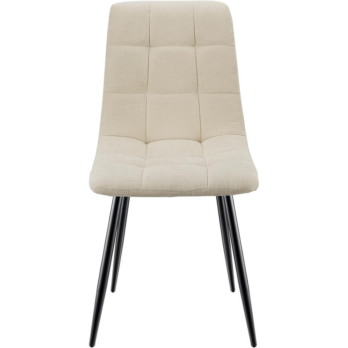 Набір з 4-х оббитих стільців для їдальні з металевими ніжками, льонова тканина, шаховий візерунок, для вітальні, спальні, кухні, лоджії, рецепції, бежевий колір