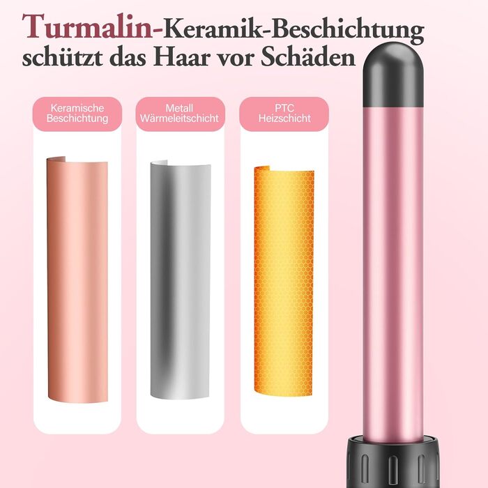 Набір для завивки та випрямлення волосся BESTOPE MIX 5-в-1 з насадками для великих та маленьких локонів, 10-32 мм, швидкий нагрів, 2 температурні режими, рожевий