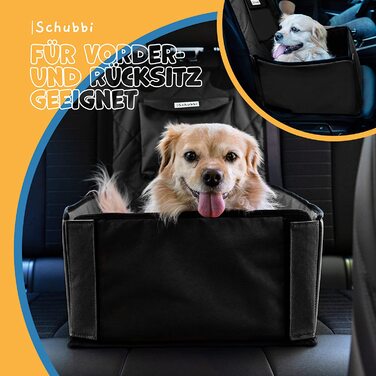 Автокрісло для собак Шуббі для собак малого і середнього розміру - автокрісло для собак з великою кишенею для переднього і заднього сидінь (чорний).