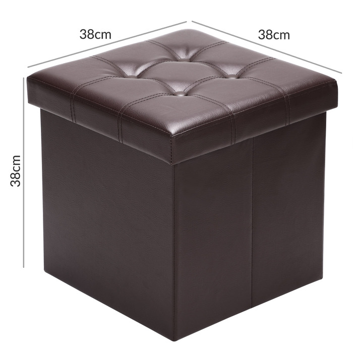 Пуф коричневий зі штучної шкіри 38x38x38см складаний