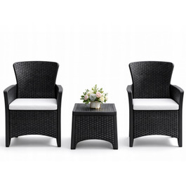 Комплект садових меблів 3в1: столик та 2 крісла з ротанга для тераси та саду, сучасний стиль