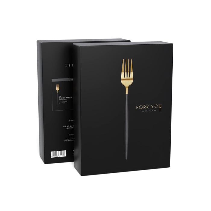 Набір столових приборів 16-частинний чорний матовий, нержавіюча сталь, для 4 осіб, стійкий до миття в посудомийній машині, подарунковий набір, Португалія