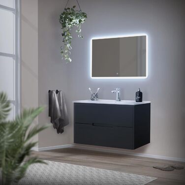 Дзеркало для ванної кімнати ML-Design з LED-підсвічуванням, 90 x 60 см, скло, сенсорне керування
