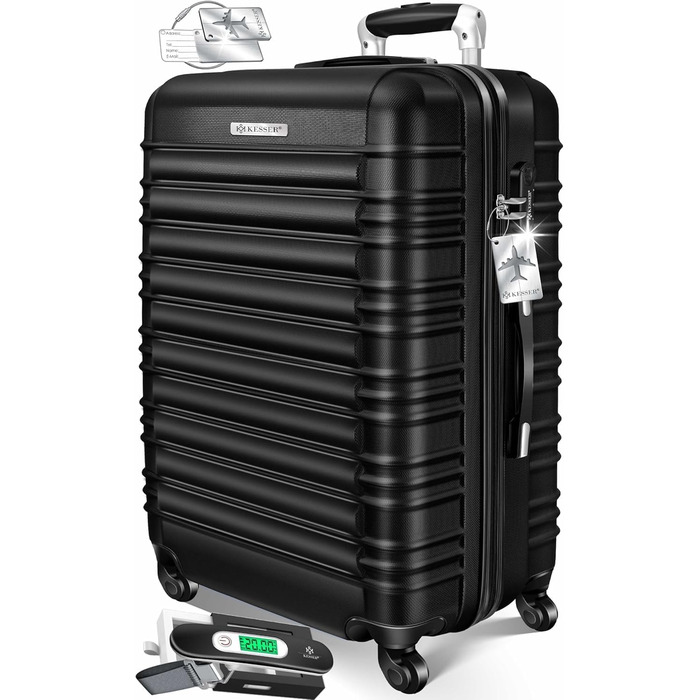 Валіза KESSER® з жорсткою оболонкою 75 см, 120 л: вага, жетон, кодовий замок, ABS, телескопічна ручка, чорний