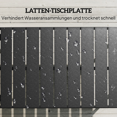 Вуличний журнальний столик, стійкий до погодних умов, прямокутний металевий патіо-стіл з ламельною стільницею для вулиці