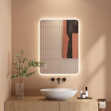 Дзеркало для ванної кімнати з LED підсвічуванням Dripex, сенсорне керування, регулювання яскравості, 3 кольори світла, антизапар, 80x80 см