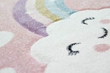 Килим Dream Дитячий килимок Дитячий килимок Веселка з хмарами і сердечками в рожевому розмірі (200 х 290 см)