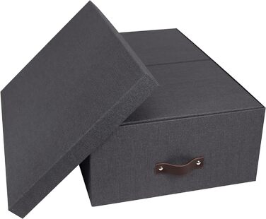 Набір з 3 коробок для зберігання для спальні, дитячої кімнати, офісу або ванної кімнати - Штабельована коробка для замовлення з кришкою - Коробки для зберігання з ДВП та паперу - сірий (темно-сірий)