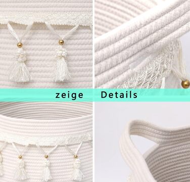 Великий кошик з бавовняного мотузка, плетений кошик для іграшок, білизни та ковдр, круглий кошик для подарунків з ручками для дитячої кімнати D45xH43CM (світло-сірий)