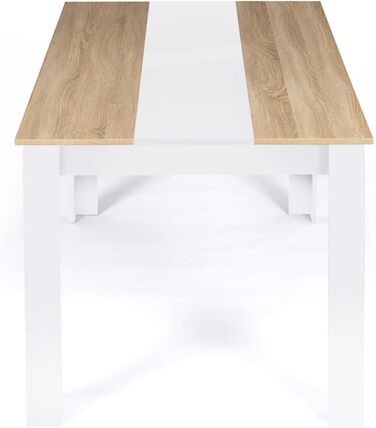 Обідній стіл Georgia прямокутний, на 8 осіб, білий та з імітацією буку, 160 x 90 см