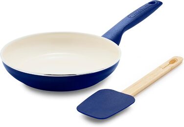 GreenPan Rio: Сковорода з антипригарним покриттям Ceramic Nonstick 20.3 см + Силіконовий шпатель, Soft Grip, PFAS-free, для плити та духовки, блакитний
