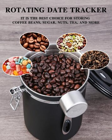 Набір контейнерів для кави та продуктів з нержавіючої сталі 1.8L (2 шт.) з датчиком дати, CO2-вентилем та мірною ложкою