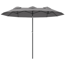 Парасолька для саду Outsunny 285x147см Ринкова парасолька з регульованим кутом нахилу, подвійна парасолька, вітровий навіс, для патіо, сірий