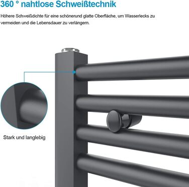 Рушшникосушарка Heilmetz Weiß 50x120 см, 513 Вт, середній підключення, білий | Рушшникосушарка для ванної кімнати