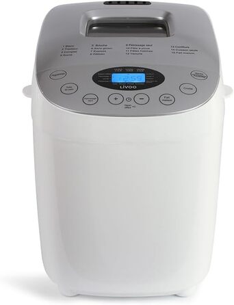 Хлібопекарня LIVOO DOP205W біла з цифровим дисплеєм та 15 програмами