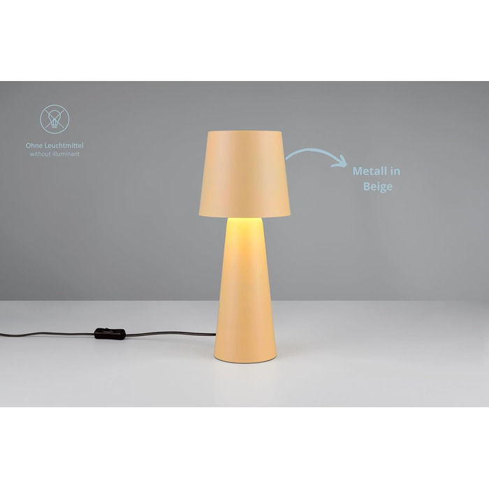 Настільна лампа Hailey з вимикачем, IP20 для дому, без лампочки E27 (макс. 10W), висота 40 см, діаметр 16 см, бежева