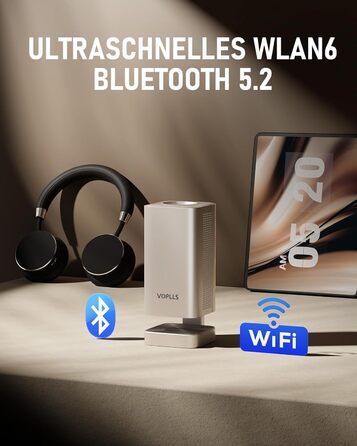 Mini проєктор Smart Beamer 4K з автофокусом, WiFi6, Bluetooth, 28000 люмен, підтримка Netflix та Dolby Audio. Підходить для домашнього кінотеатру та використання на вулиці. Сумісний з телефонами та ПК.