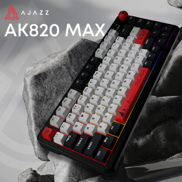 Бездротова механічна клавіатура Ajazz AK820 MAX Avocado Switch Black RGB (AK820MAX-AS-BG)