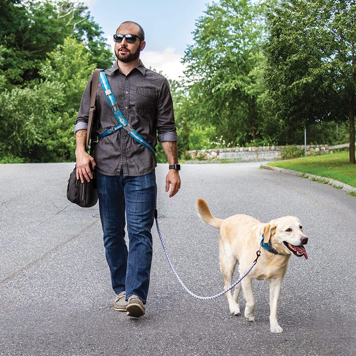 Курго, плечовий ремінь RSG для повідця для собак, для прогулянок без рук, для зростання від 1,5 до 2 м, Синій Одномісний кроссбоди