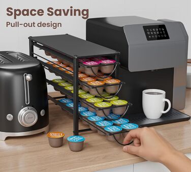 Тримач для капсул кави Dolce Gusto, 5-ярусний металевий ящик для капсул з тихими направляючими та антиковзними ніжками (56 капсул)