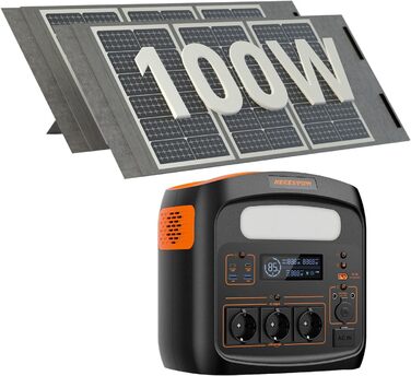 Портативна електростанція 3000W, 1102,5Wh LiMnFePO4, швидка зарядка 90хв, PD 100W, USB-C/AC/DC, сонячна панель, для кемпінгу, резервне живлення, Outdoor, помаранчево-чорна (1500W+2x100W)