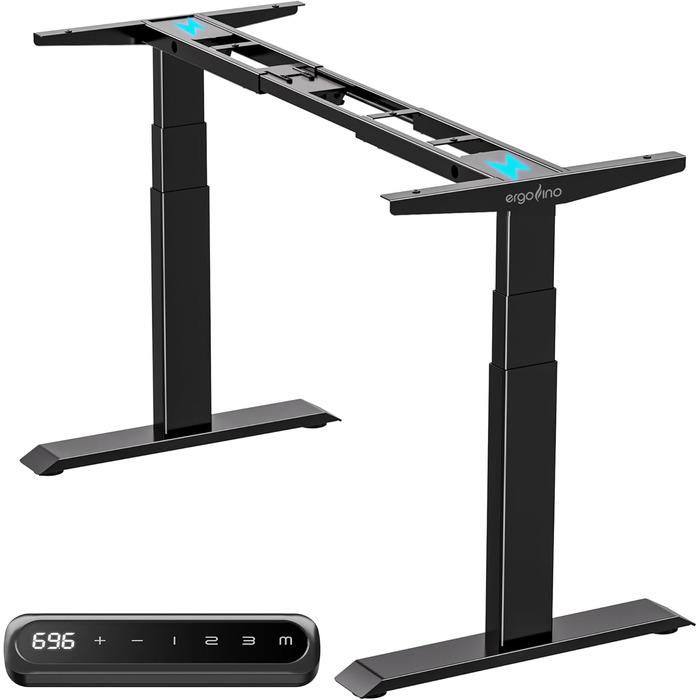 Ергофіно - Регульований стіл з металевим каркасом DT30 PRO (Чорний), 2 мотори, 3-рівневе регулювання, пам'ять, сертифікат GS, висока вантажопідйомність