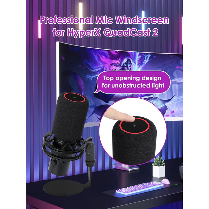 Стрічковий мікрофон HyperX QuadCast з кріпленням та поп-фільтром YOUSHARES - для QuadCast S, Fifine AM8, Blue Yeti, Razer Seiren Mini V3