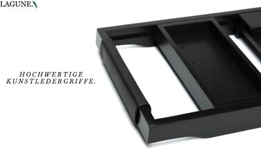 Підставка для ванни Lagune Premium з бамбука (чорна) з шкіряними ручками, для свічок, келихів, книг, планшетів, iPad та телефонів