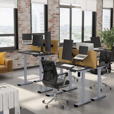 Електричний регульований стіл Flamaker: телескопічна стійка, пам'ять, сірий колір