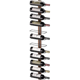 Настінна вітрина для вина B4Life на 12 пляшок, метал та дерево, чорний колір, для кухні, їдальні, бару