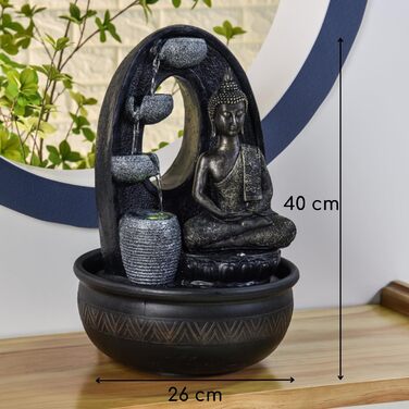 Водоспад Zen'Light Zimmerbrunnen Buddha Harmonie: фонтан Будди з LED-підсвічуванням, 40 см