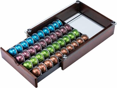 Тримач для капсул Vertuo та Nespresso, ящик з прозорим склом, органайзер для капсул (40 шт.), чорний