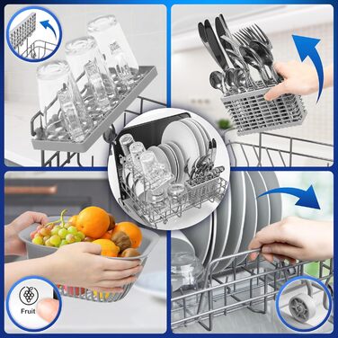 Настільна посудомийна машина Duronic DW5 BK, міні, 6 програм, 3 комплекти посуду, бак 5 л, без підключення до води