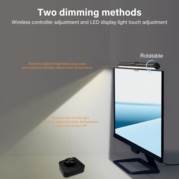 LED лампа на монітор з USB, захист очей, регульоване освітлення, сенсорний екран, 44 см