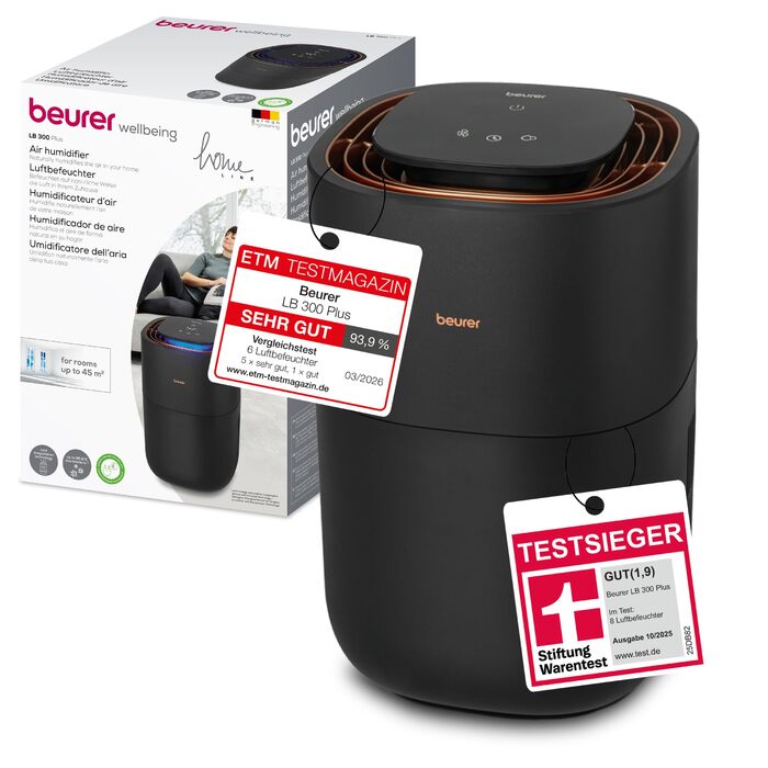 Зволожувач повітря Beurer LB 300 Plus: Тест-переможець Stiftung Warentest, холодне випаровування, індикатор вологості, фільтр-сушка, до 45 м²