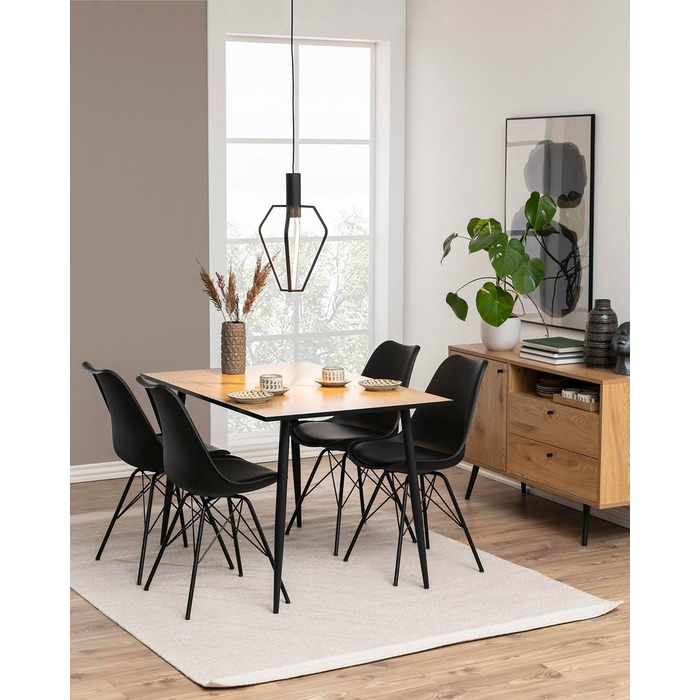 AC Design Furniture Emanuel: Комплект з 2-х обідніх стільців, чорний, PU/Метал, 48,5 x 85,5 x 54 см