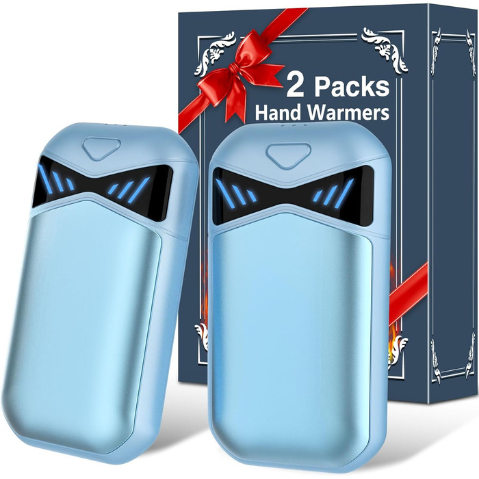 Електричні грілки для рук DDKJ, 2 шт., 7000mAh, з магнітом, 3 режими нагріву до 55°C, для дітей, чоловіків, жінок (блакитні)